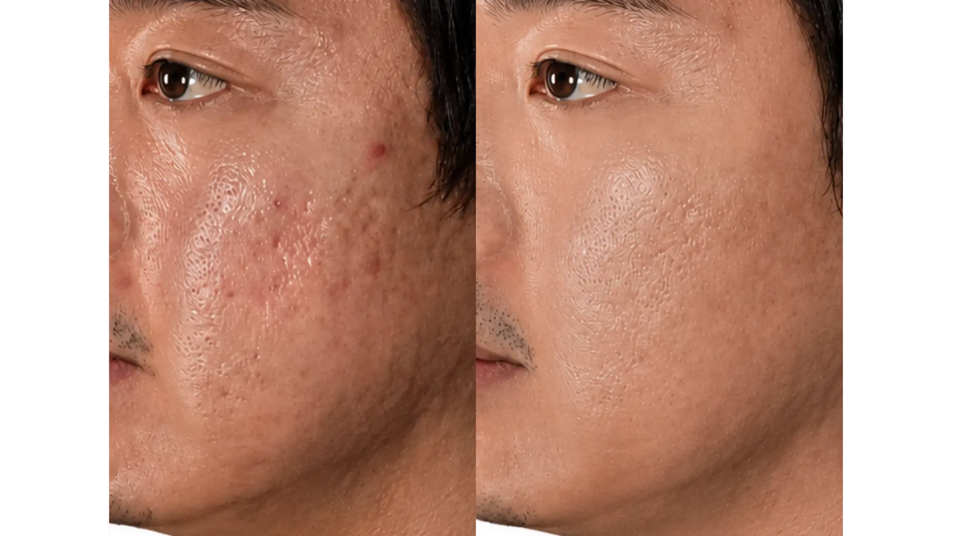 Juvelook acne scar, before and after
